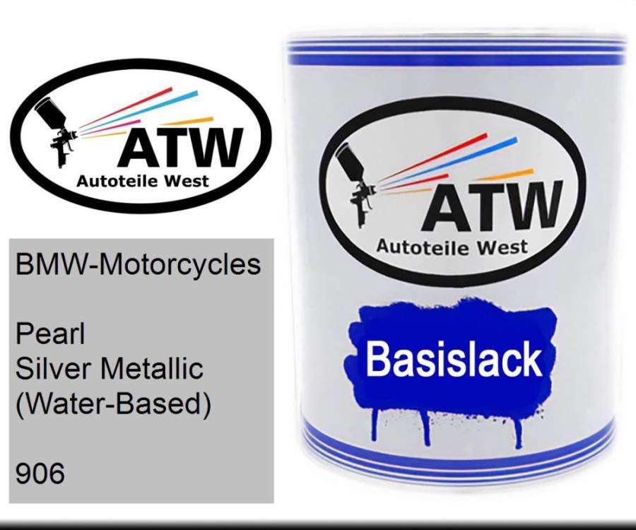 BMW-Motorcycles, Pearl Silver Metallic (Water-Based), 906: 1L Lackdose, von ATW Autoteile West.